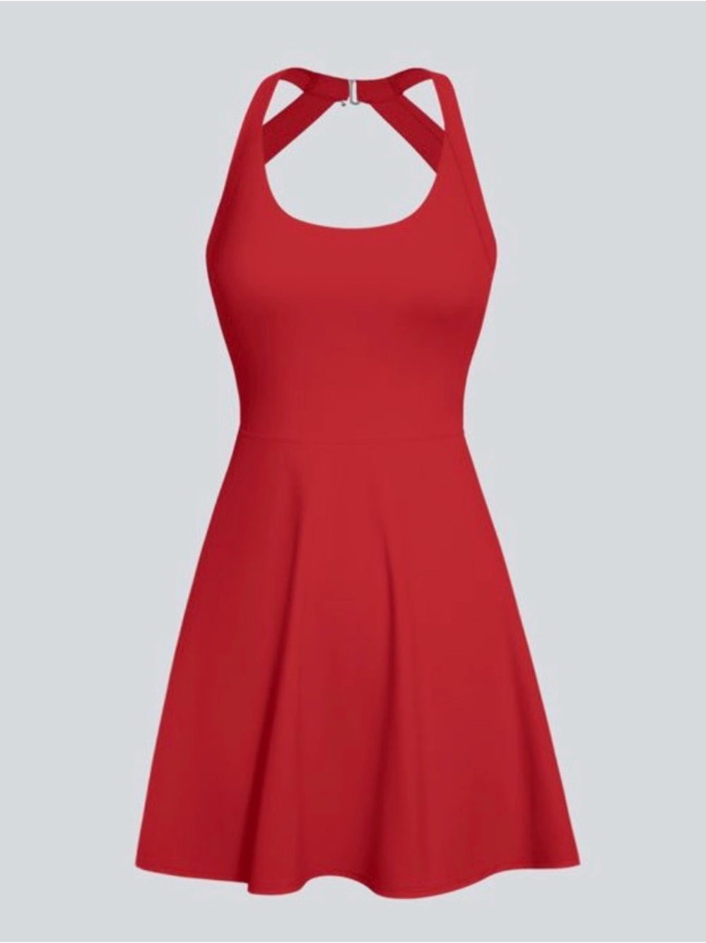 HALARA Red Tennis Dress with Easy Peezy Shorts Design.